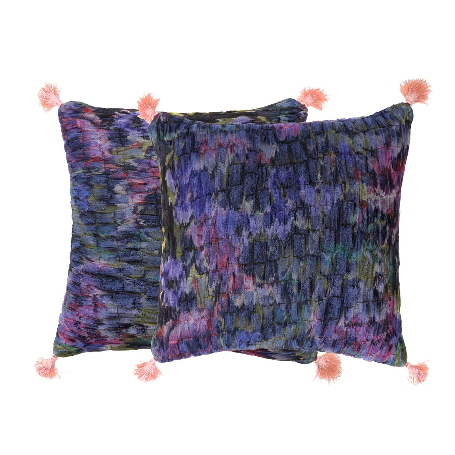Декоративная подушка с кистями 40х40 см, цвет Синий, фото 2