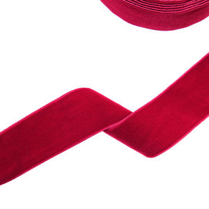 Бархатная лента вискозная 3,8 см, цвет Красный