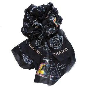 Кашемировая шаль Chanel 194х135 см не обработан, цвет Черный