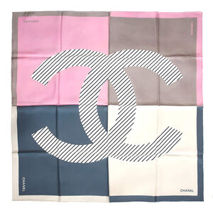 Шелковый платок Chanel 90х90 см, цвет Розовый
