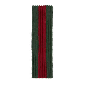 Шерстяной шарф 160х15 см Gucci web , цвет Зеленый