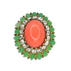 Винтажное кольцо Jomaz размер 15,5-17,5, цвет Зеленый