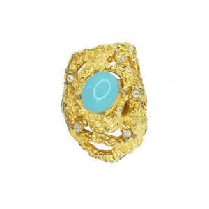Винтажное кольцо Vogue размер 16,5-18 ВИДЕО, цвет Голубой